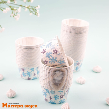 Форма бумажная Маффин 50*40 мм, ламинированная  СНЕГОПАД