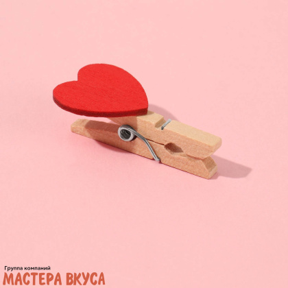 Декор прищепки "Сердца" красные, (набор 10 шт), 10,5*7*2 см