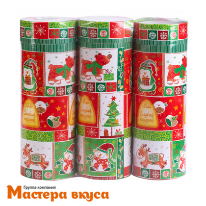 Упаковка для сладостей (туба №4) d81, h226 мм (зеленый с красным)