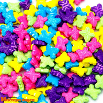 Посыпка 3D Бабочки яркие цветные 10мм, 25 гр 