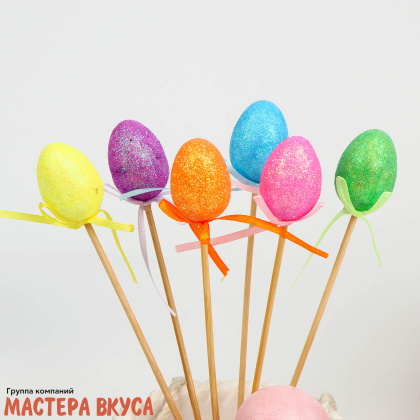 Набор топперов  3D ПАСХАЛЬНЫЕ ЯИЧКИ, пенопласт,дерево (набор 5 шт) ~3*4 см 