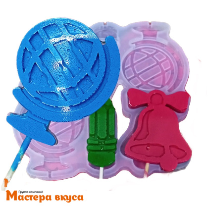 Форма для леденцов силиконовая ШКОЛЬНЫЙ НАБОР, (6 ячеек) h 6,5 см 