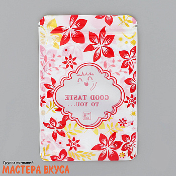 Пакет Дой-пак 10*15*3 см, с ЗИП-замком и окном, "Хохлома красная"