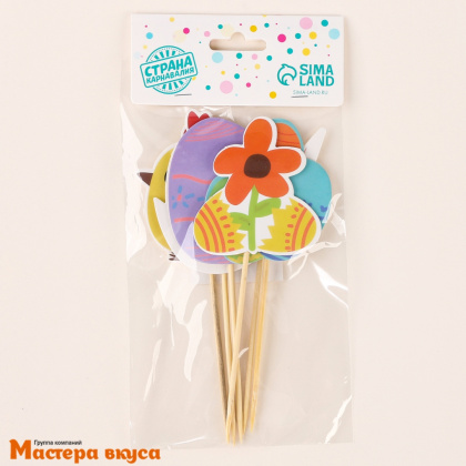 Шпажки "Пасха", дерево, 10 см (набор 6 шт)