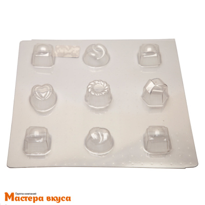 Форма для шоколада пластиковая КОНФЕТЫ АССОРТИ, (9 ячеек)