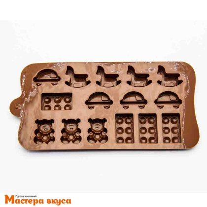 Форма для шоколада силиконовая  ДЕТСКИЕ ИГРУШКИ, (15 ячеек 3,5*2см), 21*10 см