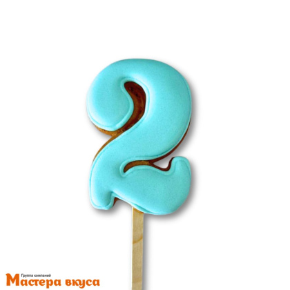 Топпер имбирный пряник-цифра фигурная, голубая - 2 