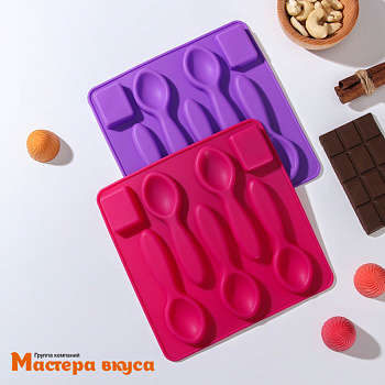 Форма для шоколада силиконовая  ЛОЖЕЧКИ БОЛЬШИЕ, (5 ячеек) 17*17 *1,2 см