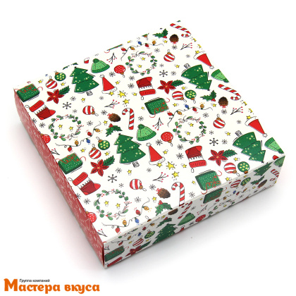 Упаковка для конфет  9 шт с обечайкой 137*137*37мм  (Рождественский подарок)