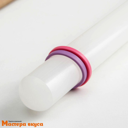 Скалка для мастики 32 см гладкая с кольцами