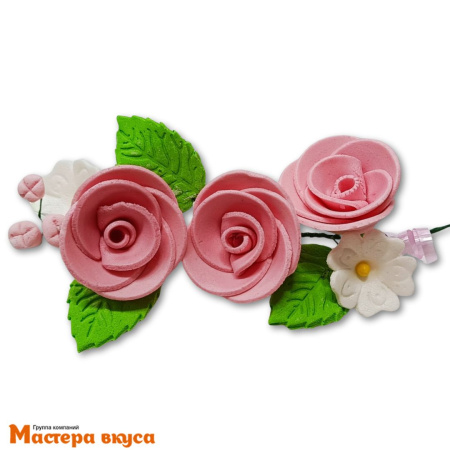 Сахарное украшение букет РОЗОВЫЕ РОЗЫ, длина ~16см
