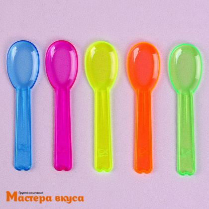 Ложка пластиковая десертная,  9 см, цвет микс, (упак 12 шт)