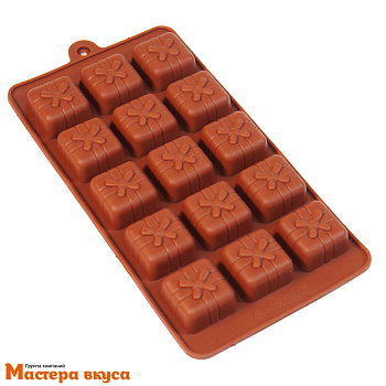Форма для шоколада силиконовая  ПОДАРОК, (15 ячеек) 21*10 см