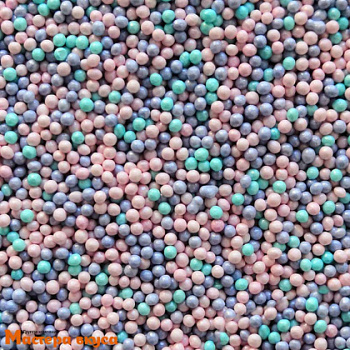 Посыпка Шарики сахарные Бисер микс Голубой-Лиловый-Розовый перламутр (d2мм), 1кг