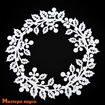 Трафарет для нанесения рисунка, d~24 см  (НГ) РОЖДЕСТВЕНСКИЙ ВЕНОК (ОМЕЛА)