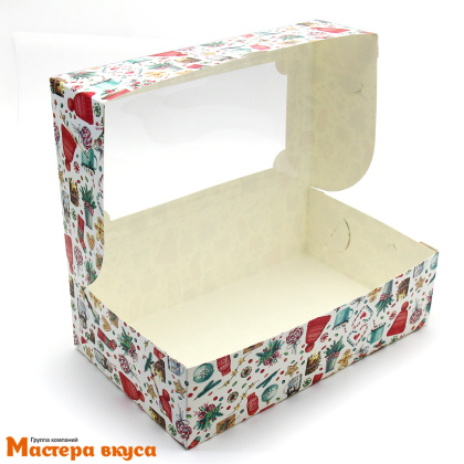 Упаковка для зефира и печенья с окном 250*150*70 мм (Акварель)