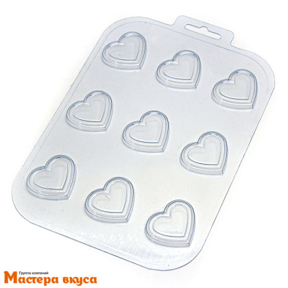 Форма для шоколада пластиковая СЕРДЕЧКИ, (9 ячеек) 36*33*6мм