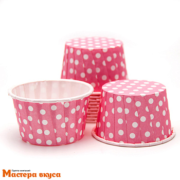 Форма бумажная Маффин 50*40 мм, ламинированная СВЕТЛО-РОЗОВАЯ В ГОРОХ