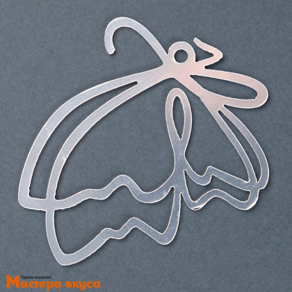 Зеркальное украшение БАБОЧКИ, вид сбоку, серебро/серебро, пластик (набор 3 шт) ~7*6 см