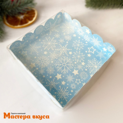 Упаковка для пряников и печенья с прозр. крышкой 120*120*30 мм  (Снегурочка)