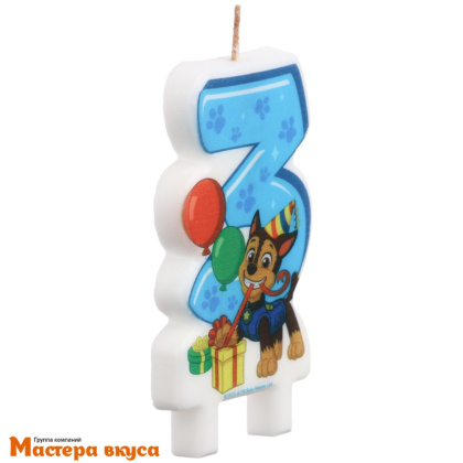 Свеча-цифра  С ДНЕМ РОЖДЕНИЯ мульт Щенячий патруль (8,5*5 см) - 3  © 