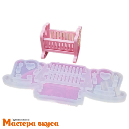 Молд силиконовый  3D КРОВАТКА-КАЧАЛКА (КОЛЫБЕЛЬ) сборная, изд 7,2*6,1*h6,5 см (шоколад~60гр)
