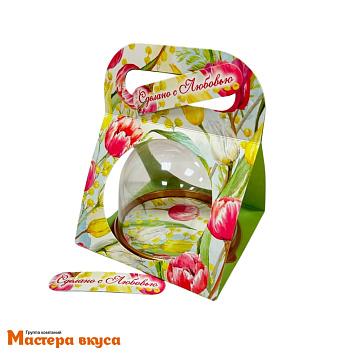 Упаковка - сумочка для купола 42,4*12 cм (Тюльпаны с мимозой)