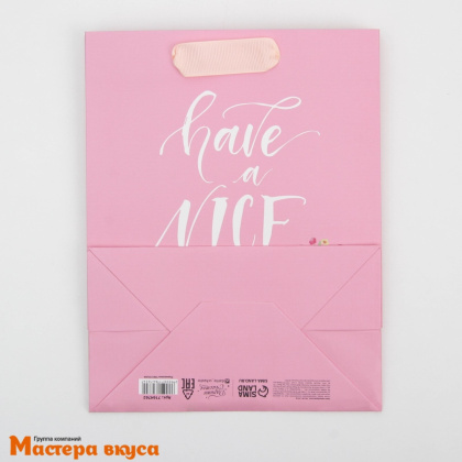 Пакет бумажный подарочный с ручками 180*230*80 мм, ламинированный "Have a nice day"