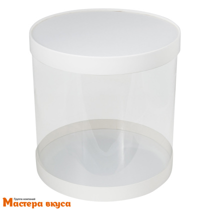 Коробка-тубус для торта ПРЕМИУМ d300 h340мм (белый) (4-д)