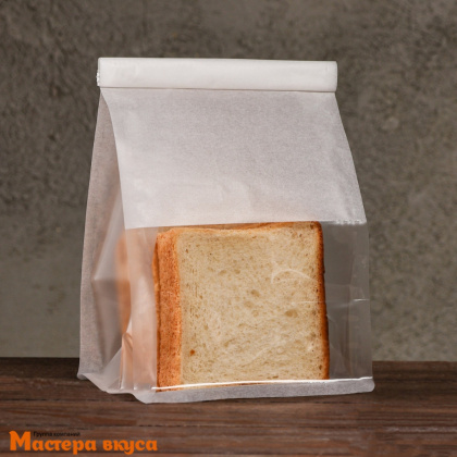 Пакет бумажный 160*130*260 мм, с окном, прямоугольное дно, (белый)