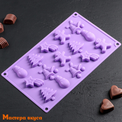 Форма для шоколада силиконовая  ЕЛОЧКИ- ИГОЛОЧКИ, (15 ячеек) 30*17,3 см