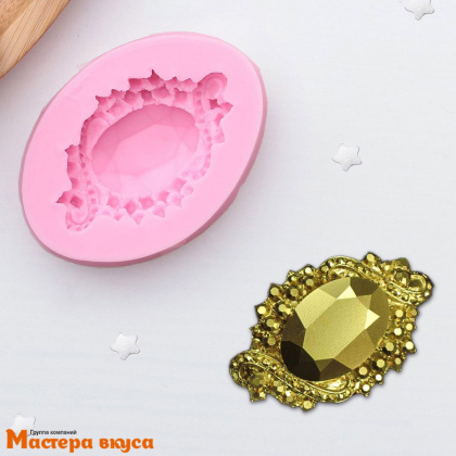Молд силиконовый ДРАГОЦЕННЫЙ КАМЕНЬ (брошь), 6*4,3*1,2 см 