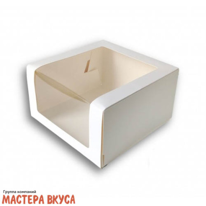 Короб для торта с панорамным окном, 180*180*100 мм, белый АП