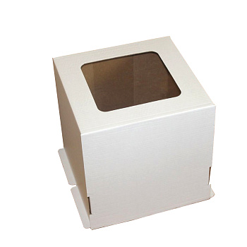 Короб для торта с окном 300*300*300 мм, белый (2-Д) АП