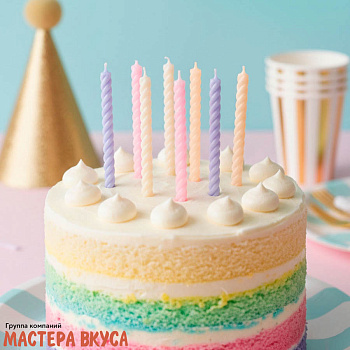 Свечи набор, Спираль Палитра Розовая, (набор 8 шт), h-7см