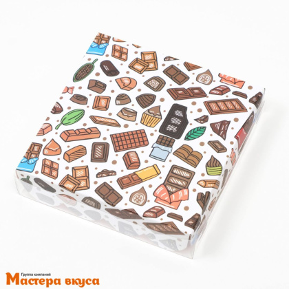 Упаковка для пряников и печенья с прозр. крышкой 120*120*30 мм  (Сладкая вечеринка)