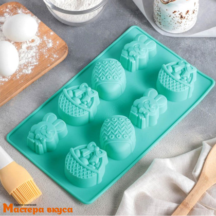 Форма силиконовая ПАСХА, (8 ячеек) 29*17*3 см
