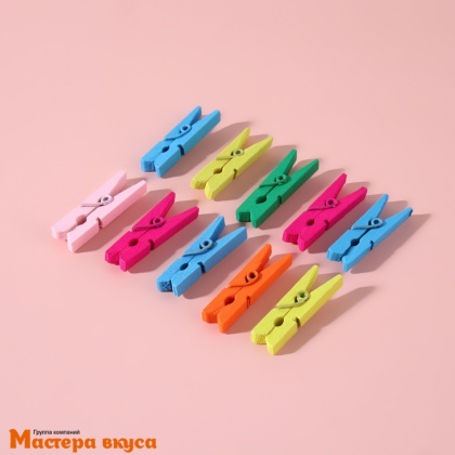 Декор прищепки, Разноцветные, (набор 10 шт), 3*0,5*0,3 см