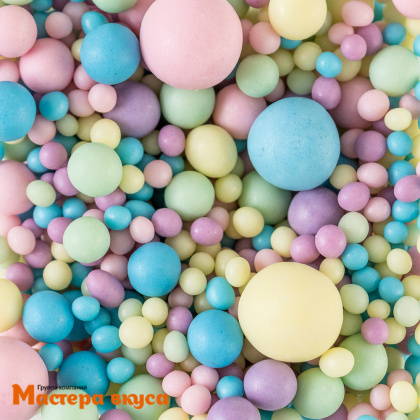 Посыпка Шарики зерновые Матовые микс Голубой-Желтый-Розовый-Сиреневый-Изумруд, 50 гр 