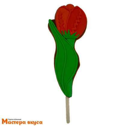 Топпер имбирный пряник "Тюльпан с листиком", ~6,5*15,5 см, 50 гр