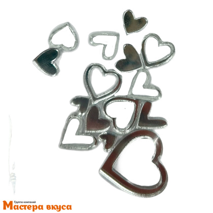 Зеркальное украшение  мини СЕРДЦА (звезды), золото/серебро, (набор 15 шт) (МВ)