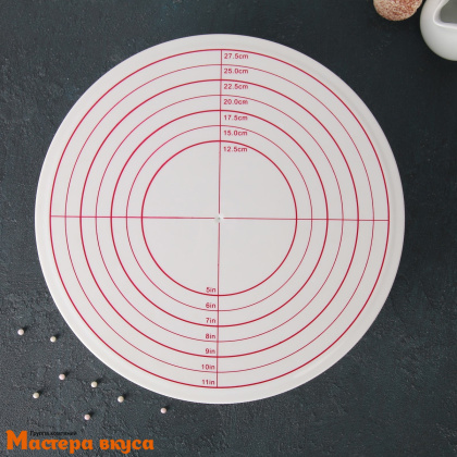 Подставка для торта вращающаяся, пластик, D-30,5см  h-8см, с разлиновкой (Поворотный стол)