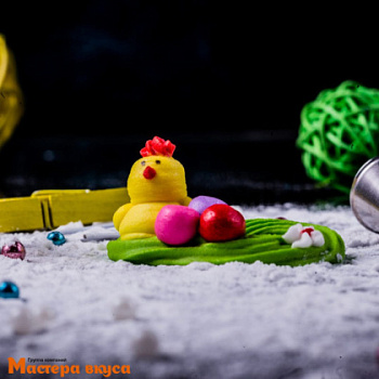 Сахарная фигурка ЦЫПЛЁНОК с подставкой под свечку, h~2,5см d~4см 