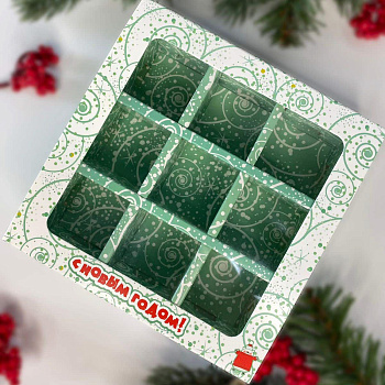 Упаковка для конфет  9 шт с обечайкой 137*137*37мм  (Снежный мишка)