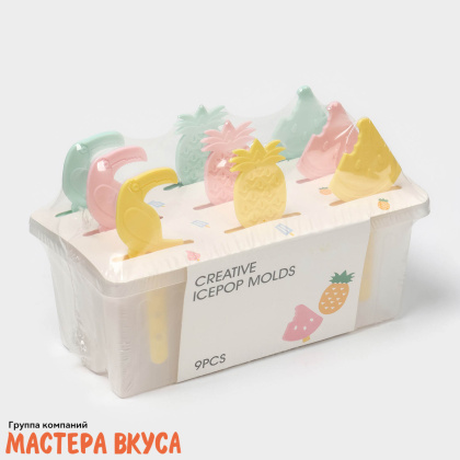 Форма для мороженого пластиковая (эскимо) ФРУКТЫ, (9 ячеек) 17,5*9*11 см