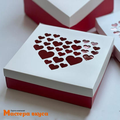 Упаковка для клубники в шоколаде 200*200*40 мм (сердечки) (2-д)