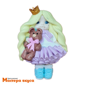 Молд силиконовый  2,5D КУКОЛКА (принцесса с мишкой), изд 7,9*5,5*2,8 см см (шоколад~45гр) 