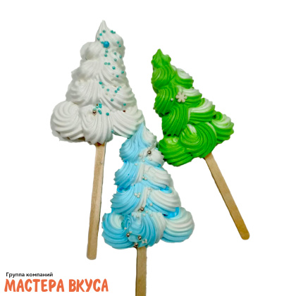 Меренга на палочке  "Елка", h~9 см 