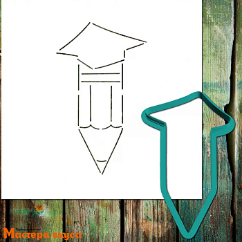 Вырубка пластик + трафарет КАРАНДАШ 2, 11,4*7см h-1,2см