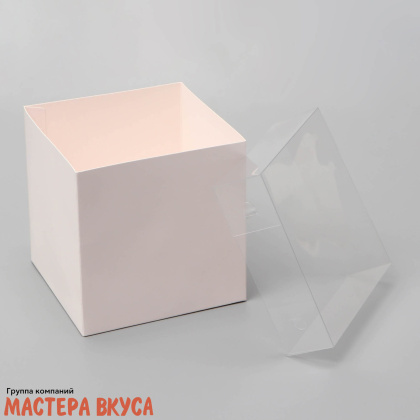 Упаковка для сладостей с прозрачной крышкой 120*120*120 мм (белая)